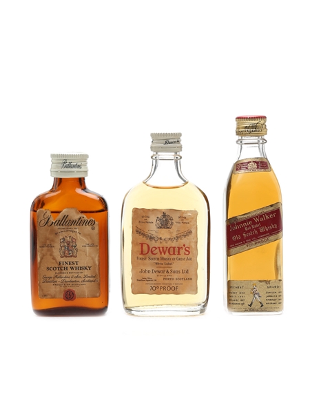 Blended Scotch Whisky Miniatures Bottled 1970s - Dewar's, Ballantine's, Red Label 3 x 5cl / 40%