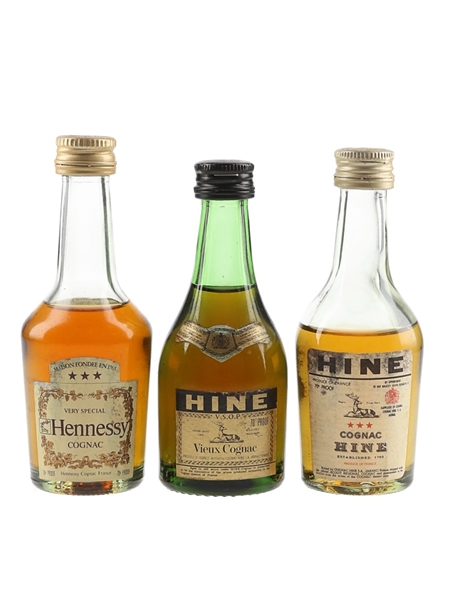 Hennessy 3 Star & Hine 3 Star & VSOP Bottled 1970s 3 x 5cl / 40%