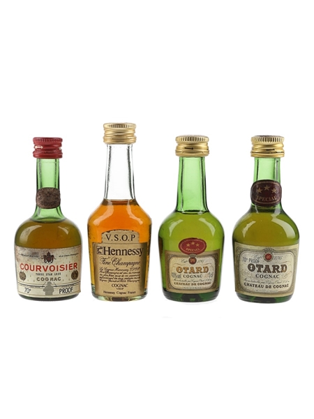 Courvoisier Three Star Luxe, Hennessy VSOP & Otard 3 Star Bottled 1970s-1980s 4 x 3-5cl