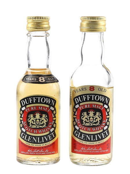 Dufftown Glenlivet 8 Year Old Bottled 1970s & 1980s 2 x 5cl / 40%