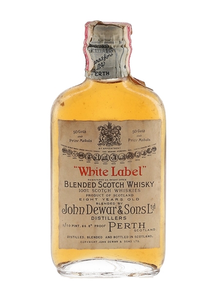 Dewar's White Label Spring Cap Bottled 1950s - Schenley Import Corporation 5cl