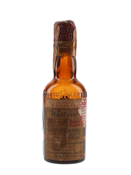 Weston's 8 Year Old Special Reserve Bottled 1930s 4.7cl / 43%