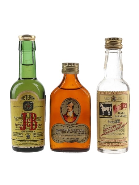 J&B, Robbie Burns & White Horse Bottled 1960s 3 x 4.7cl-5cl / 43%