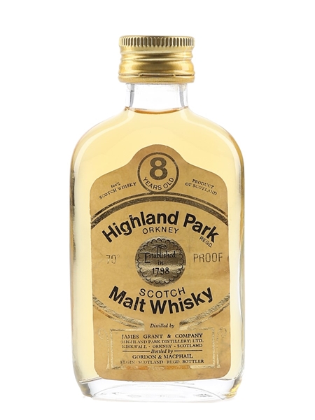 Highland Park 8 Year Old 70 Proof Bottled 1970s - Gordon & MacPhail 5cl / 40%