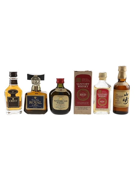 Suntory Crest 12 Year Old, Suntory Old, Royal 15 Year Old, Red Label & Yamazaki 12 Year Old  5 x 5cl