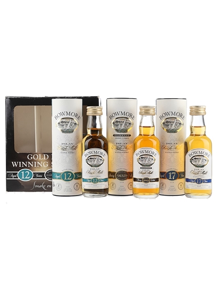 Bowmore Miniature Set 12 Year Old, Darkest, 17 Year Old 3 x 5cl / 43%