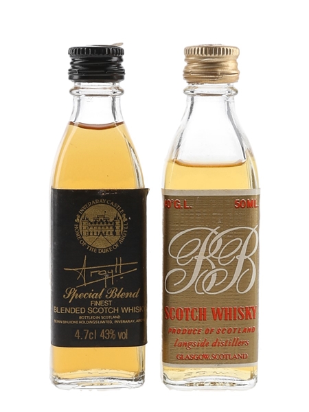 Argyll Special Blend & BB Scotch Whisky Bottled 1970s-1980s 2 x 4.7cl-5cl