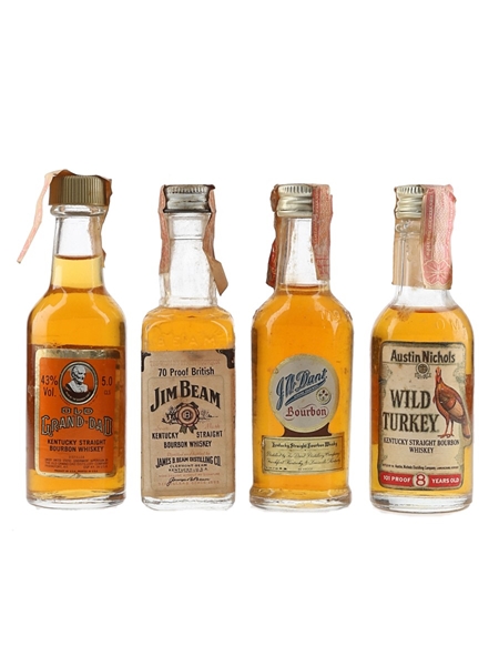 Assorted Bourbon Whiskey Bottled 1980s 4 x 4.7cl-5cl