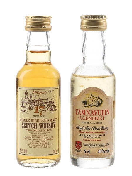 Tomintoul 17 Year Old & Tamnavulin Bottled 1980s 2 x 5cl / 40%