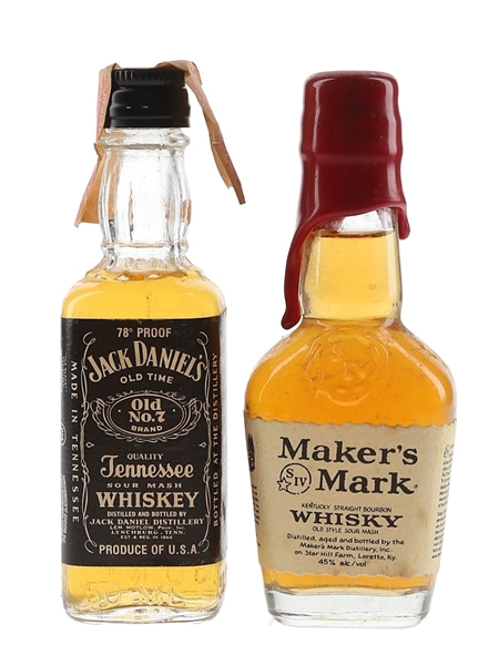 Jack Daniel's & Maker's Mark Bottled 1970s & 1990s 2 x 5cl