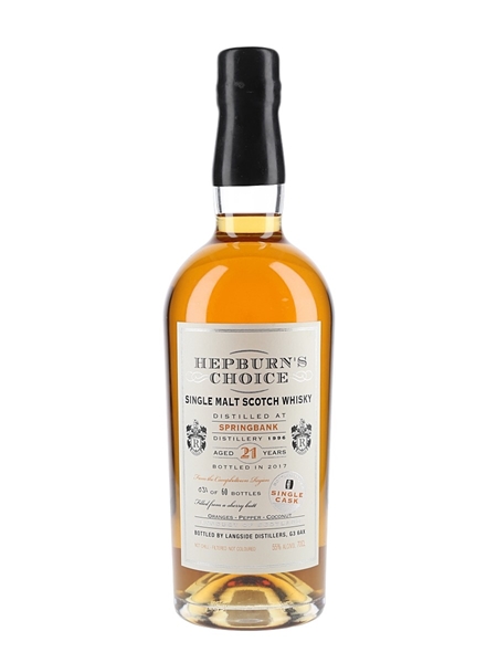 Springbank 1996 21 Year Old Hepburn's Choice Bottled 2017 - Langside Distillers 70cl / 55%