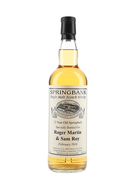 Springbank 22 Year Old Bottled 2016 - Private Cask Bottling 70cl / 52.1%