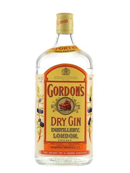 Gordon's Dry Gin Bottled 1980s - Duty Free 100cl / 47.3%