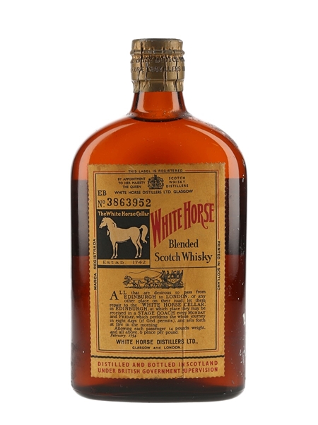 White Horse Spring Cap Bottled 1950s-1960s 37.5cl