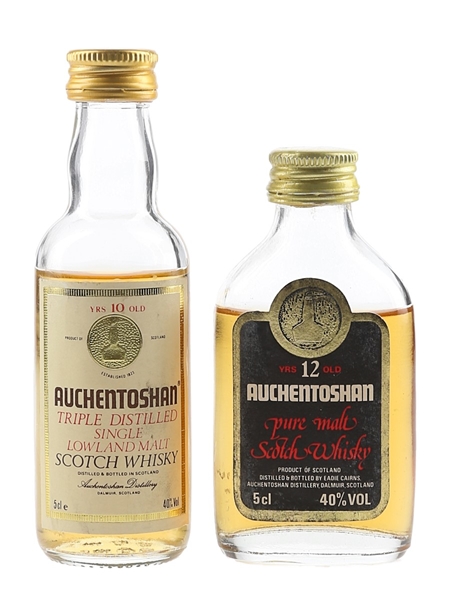 Auchentoshan 10 & 12 Year Old Bottled 1970s-1980s 2 x 5cl / 40%