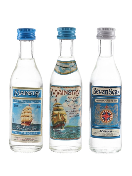 Mainstay & Seven Seas Cane Spirit Bottled 1980s 3 x 5cl