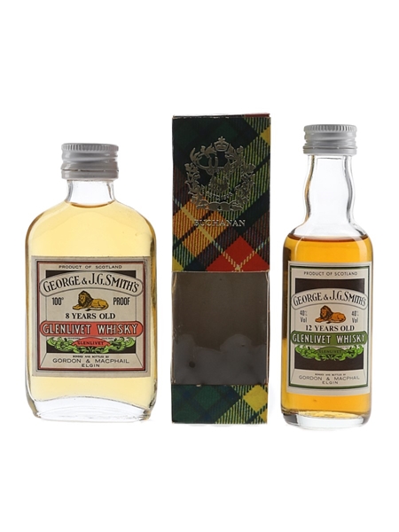 Glenlivet 8 & 12 Year Old Bottled 1970s-1980s  - Gordon & MacPhail 2 x 5cl