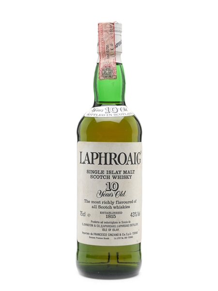 Laphroaig 10 Year Old Bottled 1980s - Cinzano 75cl / 43%