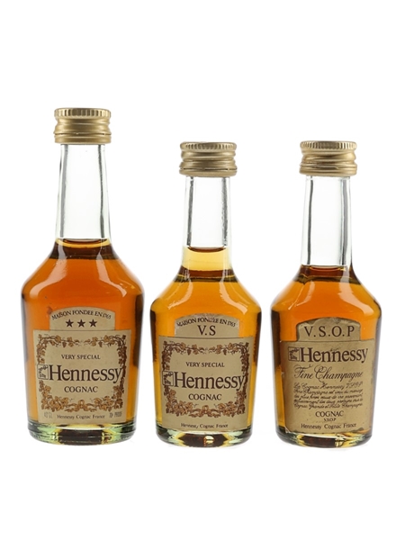 Hennessy 3 Star, Very Special & VSOP Bottled 1970s-1980s 3 x 3cl-5cl / 40%