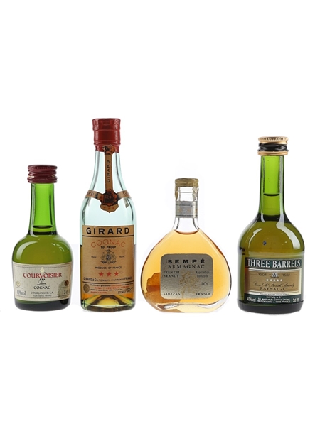 Courvoisier 3 Star Luxe, Girard, Three Barrels & Sempe Bottled 1960s-1990s 4 x 3cl-5cl / 40%