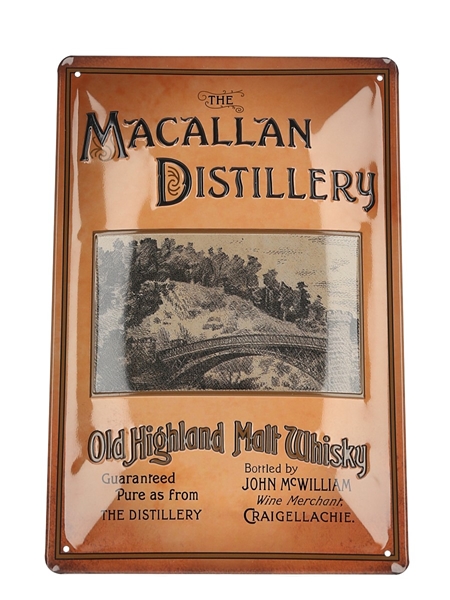 Macallan Distillery Old Highland Malt Whisky Tin Sign  20cm x 29cm