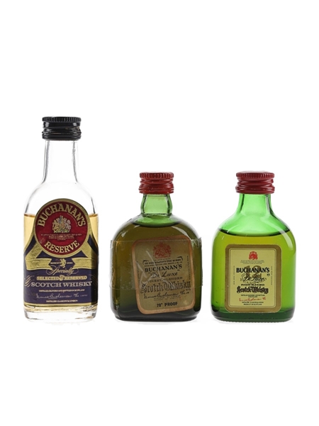 Buchanan's De Luxe, 12 Year Old & Reserve Bottled 1970s-1980s 3 x 5cl