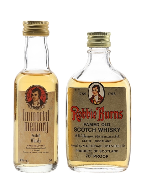 Immortal Memory & Robbie Burns Bottled 1970s & 1990s 2 x 5cl / 40%