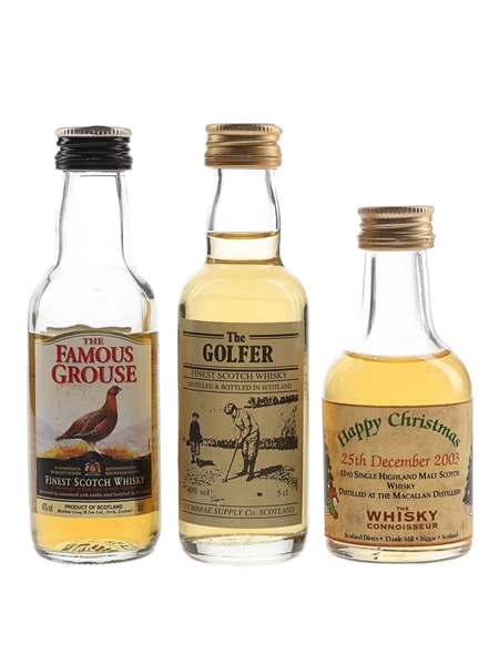 Famous Grouse, Golfer & Happy Christmas 11 Year Old  3 x 5cl / 40%