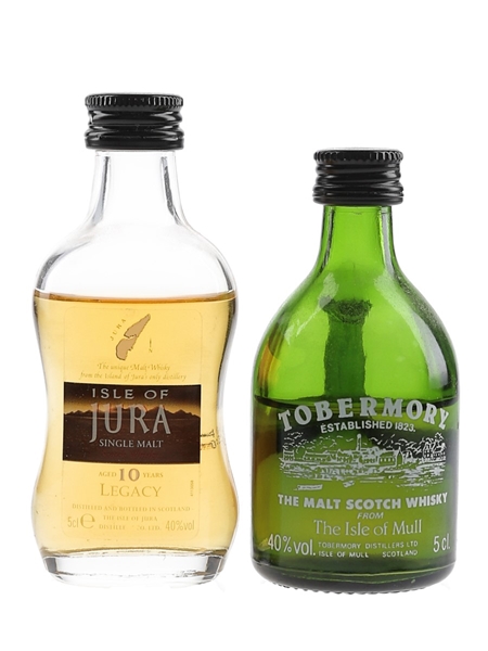 Isle Of Jura 10 Year Old & Tobermory Bottled 1990s-2000s 2 x 5cl / 40%