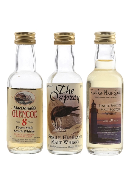 Glencoe 8 Year Old, The Osprey & Rubha Nan Gall 10 Year Old  3 x 5cl