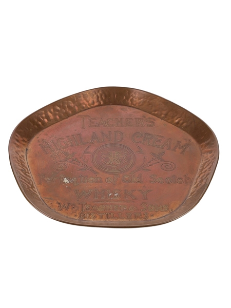 Teacher's Highland Cream Brass Serving Tray  21.5cm