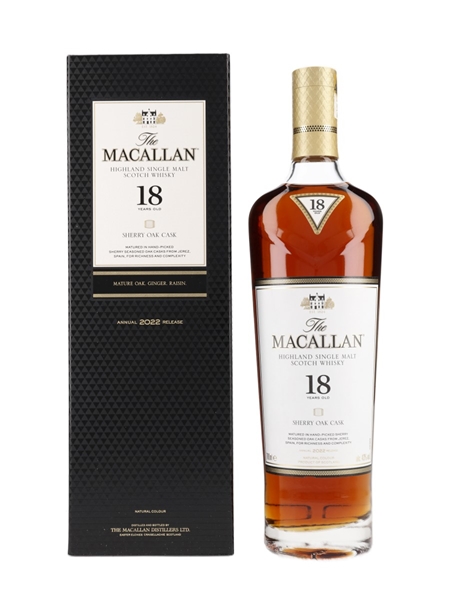 Macallan 18 Year Old Sherry Oak Annual 2022 Release 70cl / 43%