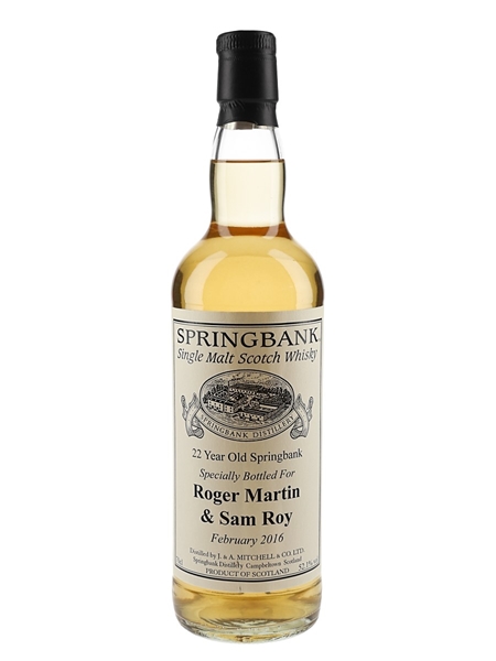 Springbank 22 Year Old Bottled 2016 - Private Cask Bottling 70cl / 52.1%