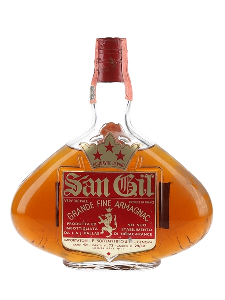 San Gil 3 Star Very Ol Pale Armagnac Bottled 1960s - Soffiantino 73cl / 40%