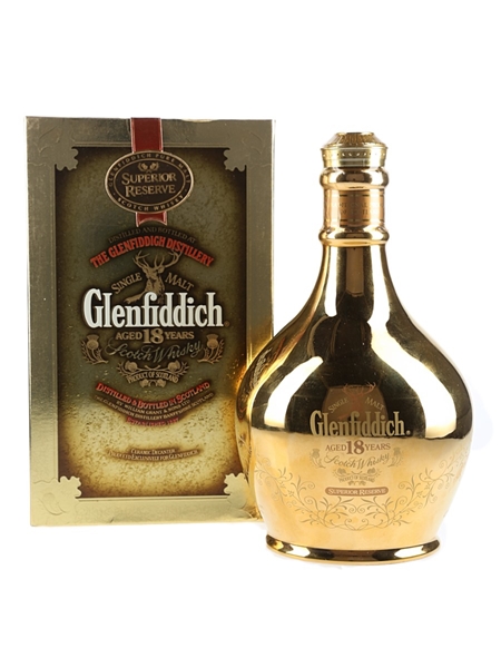 Glenfiddich 18 Year Old Superior Reserve 23 Carat Gold Ceramic Decanter 70cl / 43%