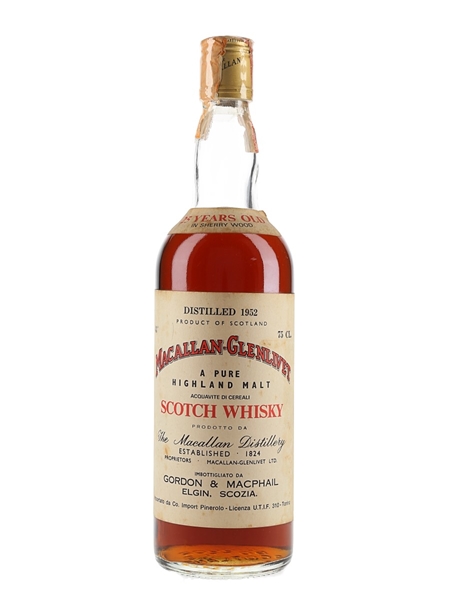 Macallan Glenlivet 1952 25 Year Old Bottled 1970s - Co. Import, Pinerolo 75cl / 43%