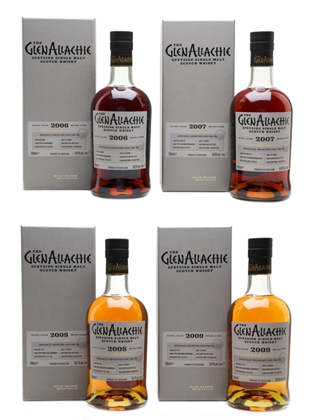 Glenallachie 2006, 2007, 2008 & 2009 Single Cask Bottled 2022 - UK Exclusive 4 X 70cl