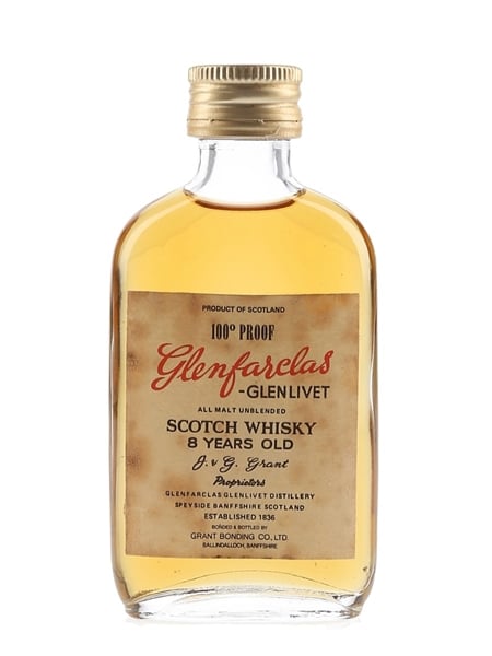 Glenfarclas Glenlivet 8 Year Old 100 Proof Bottled 1960s-1970s - Grant Bonding Co. 5cl / 57%