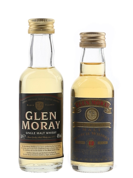 Glen Moray & 12 Year Old Bottled 1990s 2 x 5cl / 40%