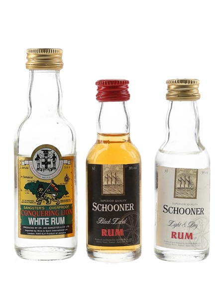 Sangster's Conquering Lion White Rum and Schooner Rum  3 x 3cl-5cl