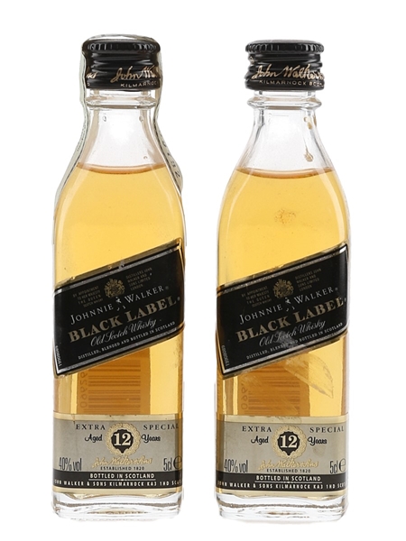 Johnnie Walker Black Label 12 Year Old Bottled 1990s 2 x 5cl / 40%