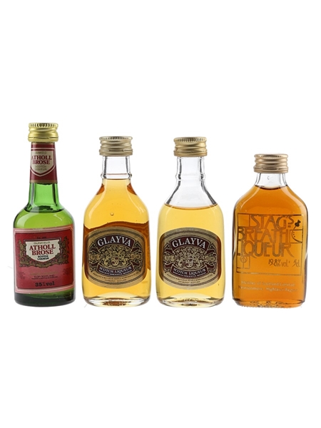 Assorted Whisky Liqueurs Atholl Brose, Glayva & Stag's Breath 4 x 5cl