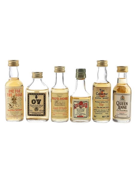 Assorted Blended Scotch Whisky Pig's Nose, OV 8 Year Old, Red Rose, Queen Anne, One For The Road & Tax Collector 6 x 5cl / 40%