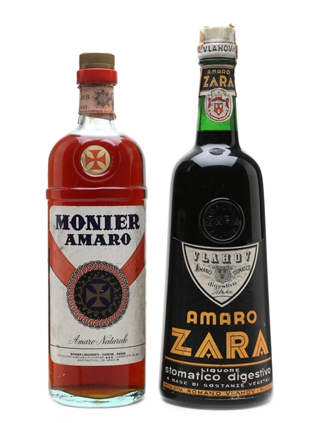 Monier Amaro & Zara Amaro Liqueurs Bottled 1960 - 1970s 100cl & 75cl