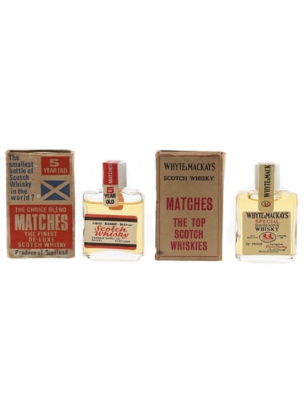 Matches Blended Scotch Whisky & Whyte & Mackay, Bottled 1970s-1980s - The World's Smallest Bottle Of Scotch Whisky 2 x 1cl / 40%