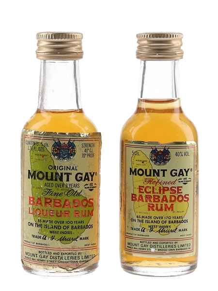 Mount Gay Eclipse & Liqueur Rum Bottled 1970s-1980s 2 x 5cl / 40%