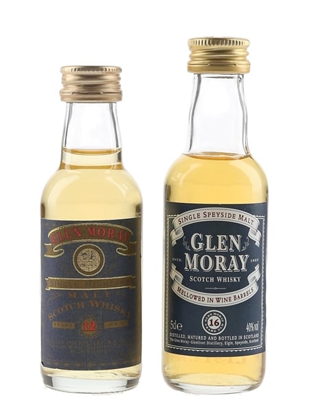 Glen Moray 12 Year Old & 16 Year Old Bottled 1990s 2 x 5cl / 40%