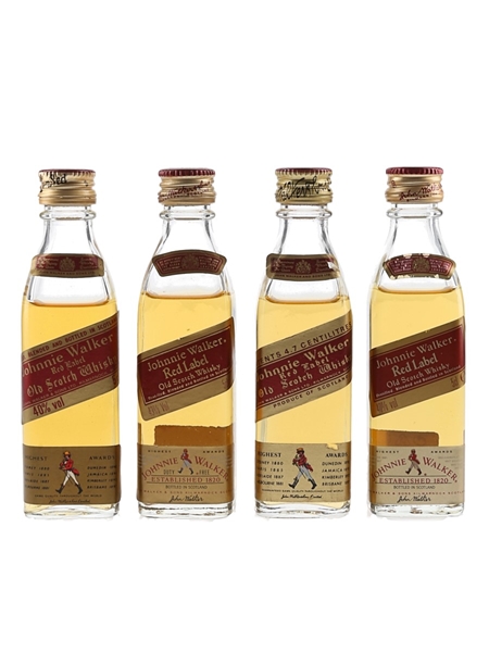 Johnnie Walker Red Label Bottled 1980s 4 x 4.7cl-5cl / 40%