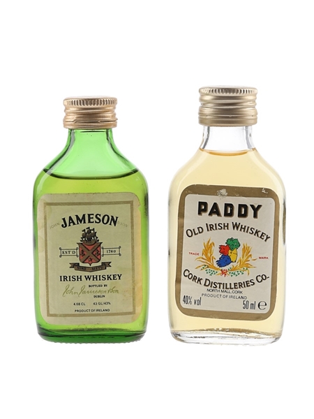 Jameson & Paddy Bottled 1980s 2 x 4.68cl-5cl