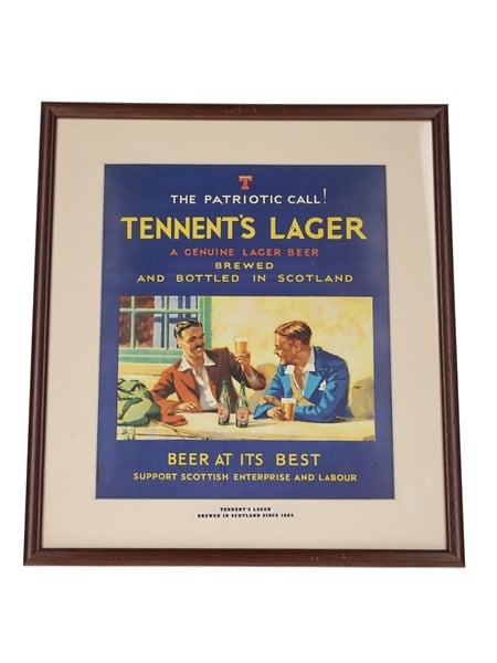 Tennent's Lager Framed Advertising Print 35cm x 31cm